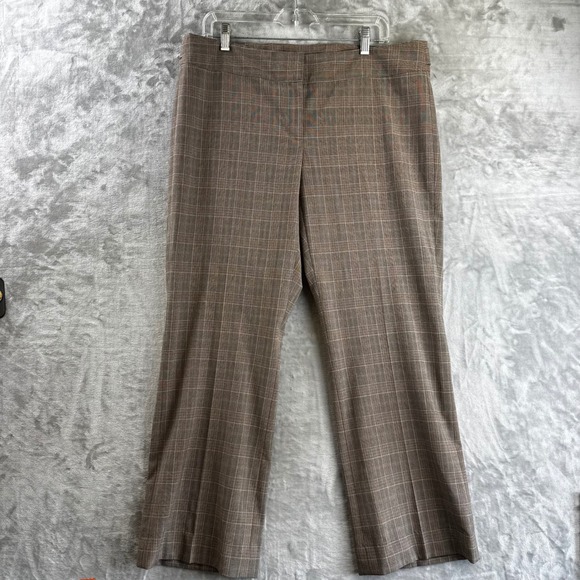 City Unltd. Pants - City Unltd The St. Louie Pant Womens 14 Brown Plaid Straight Leg Trousers (1749)
